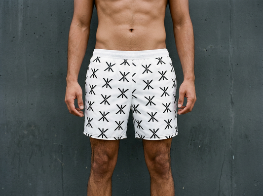 Asterisk Pattern Swim Trunks - White