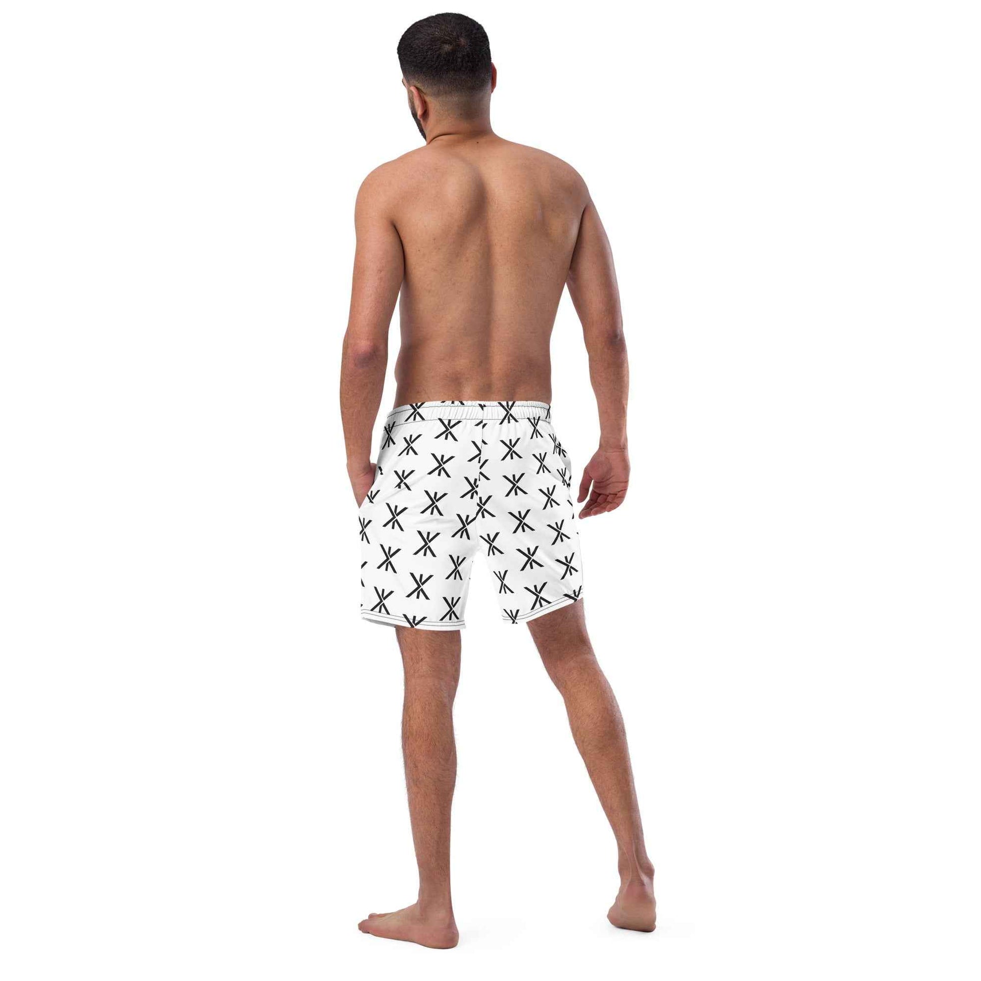 Asterisk Pattern Swim Trunks - White