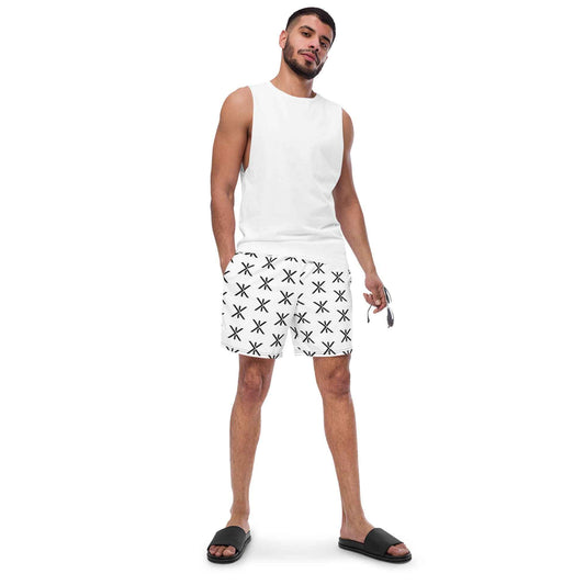 Asterisk Pattern Swim Trunks - White