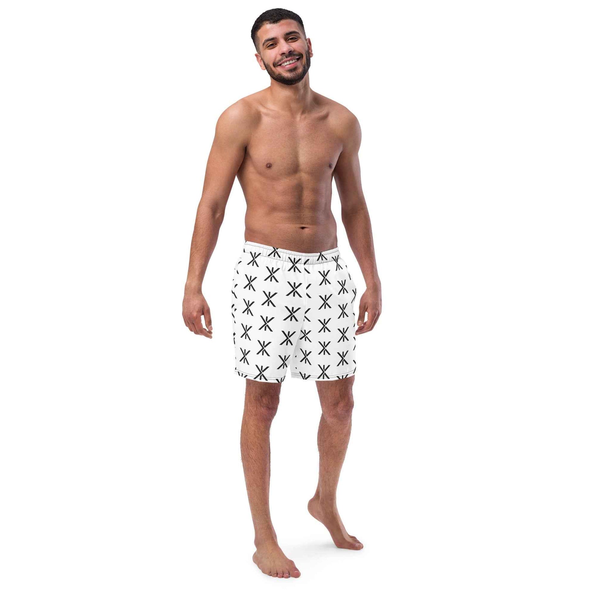 Asterisk Pattern Swim Trunks - White