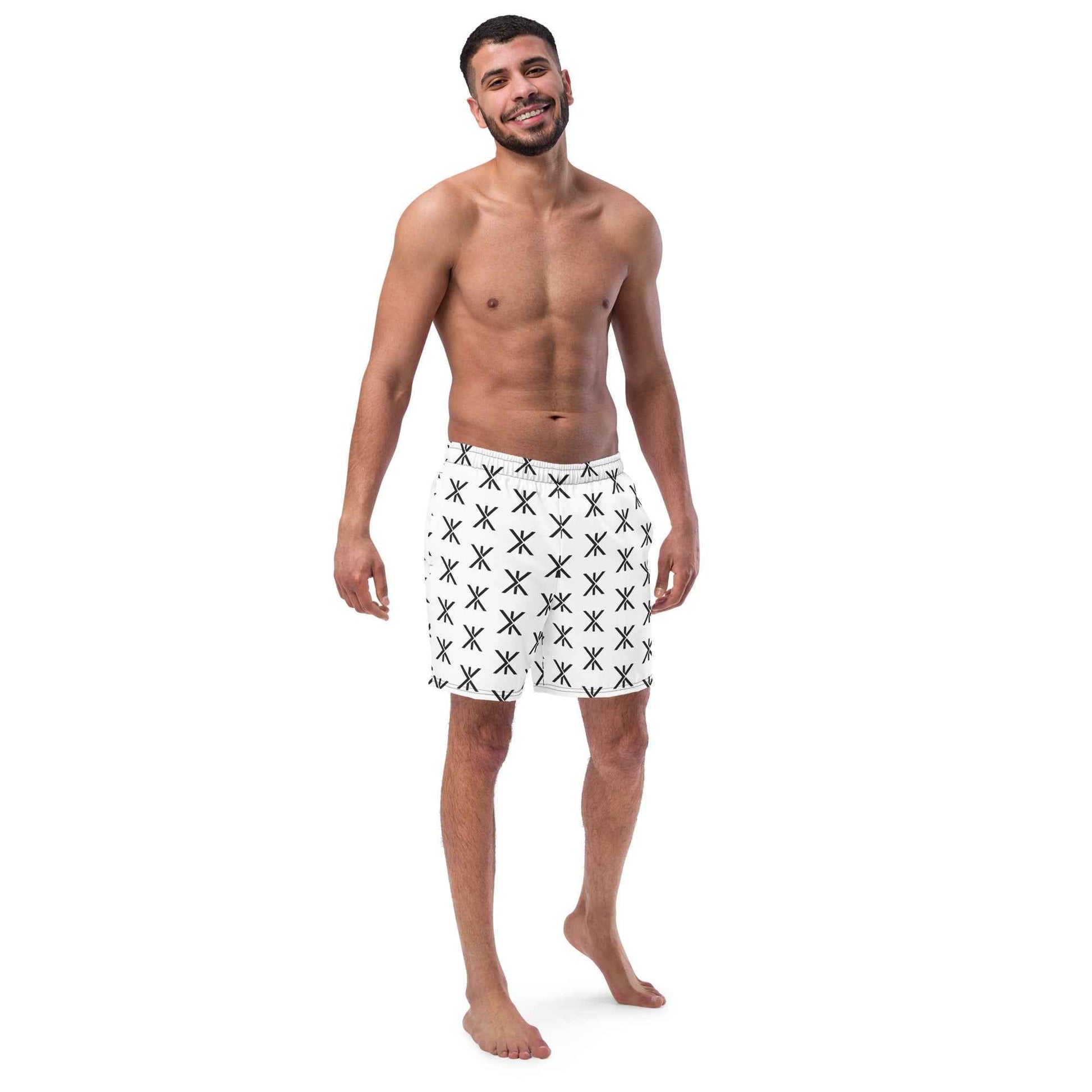 Asterisk Pattern Swim Trunks - White